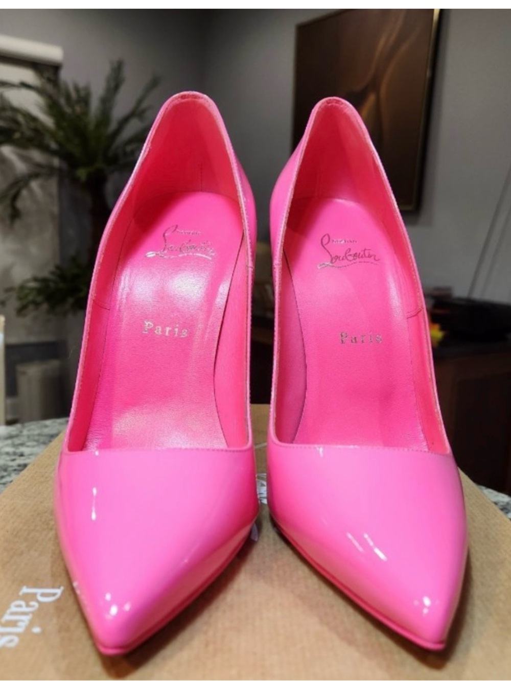 Christian Louboutin Hot Pink Patent Leather Pointed Toe Pumps